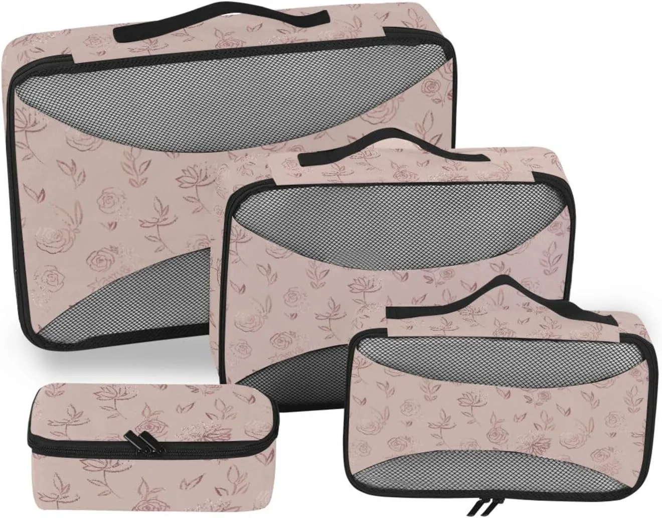 Travel Cubes Set of 4 Luggage Organizer Travel Cubes for Packing Carry on Bag Oacking Cubes Flower Rose