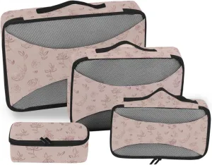 Travel Cubes Set of 4 Luggage Organizer Travel Cubes for Packing Carry on Bag Oacking Cubes Flower Rose