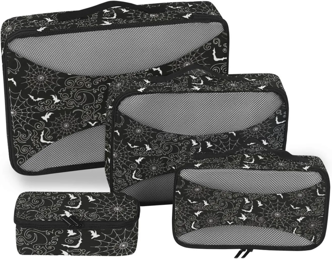 Travel Packing Cubes 4 Set Luggage Organizer Bags Suitcase Packing Cubes Packimg Cubes Halloween Bats