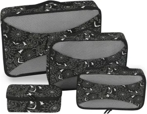 Travel Packing Cubes 4 Set Luggage Organizer Bags Suitcase Packing Cubes Packimg Cubes Halloween Bats