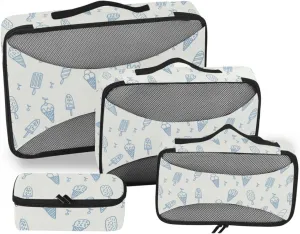 Travel Packing Cubes 4 Set Suitcase Organizer Packing Cubes for Luggage Packing Cube Ice Cream