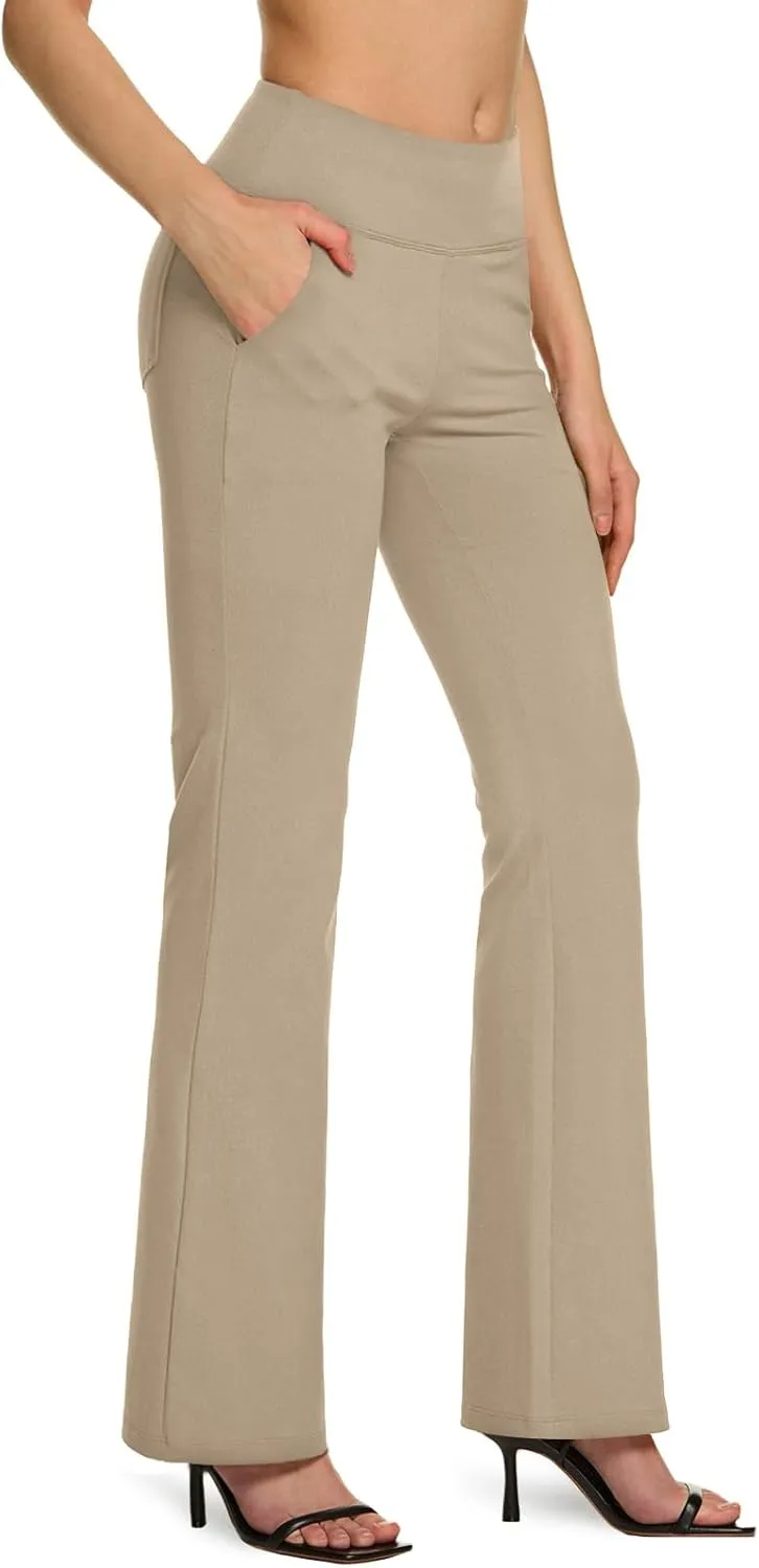 TSLA Women's Yoga & Dress Pants, Office Business Casual Work Slacks, Stretch Straight Leg/Bootcut Pants with 4 Pockets