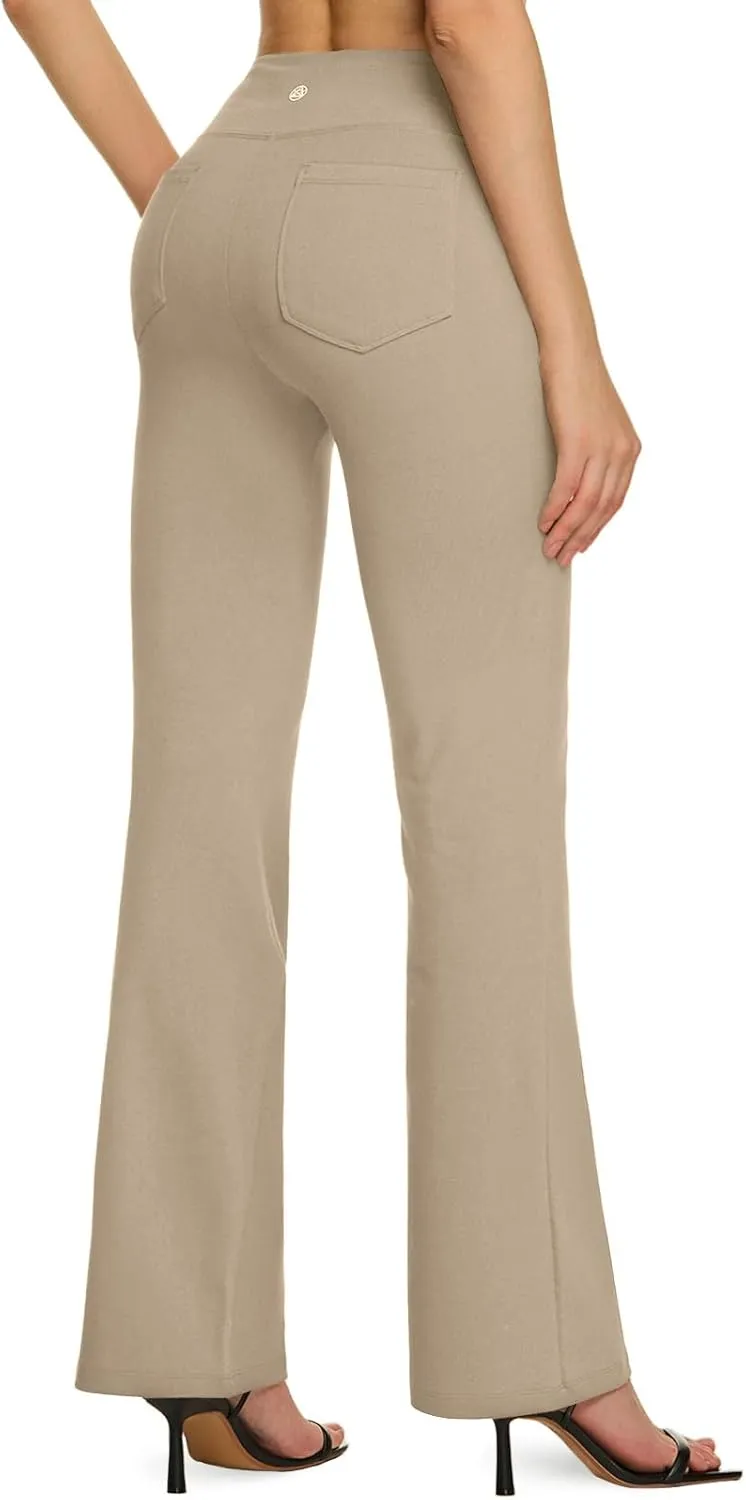 TSLA Women's Yoga & Dress Pants, Office Business Casual Work Slacks, Stretch Straight Leg/Bootcut Pants with 4 Pockets