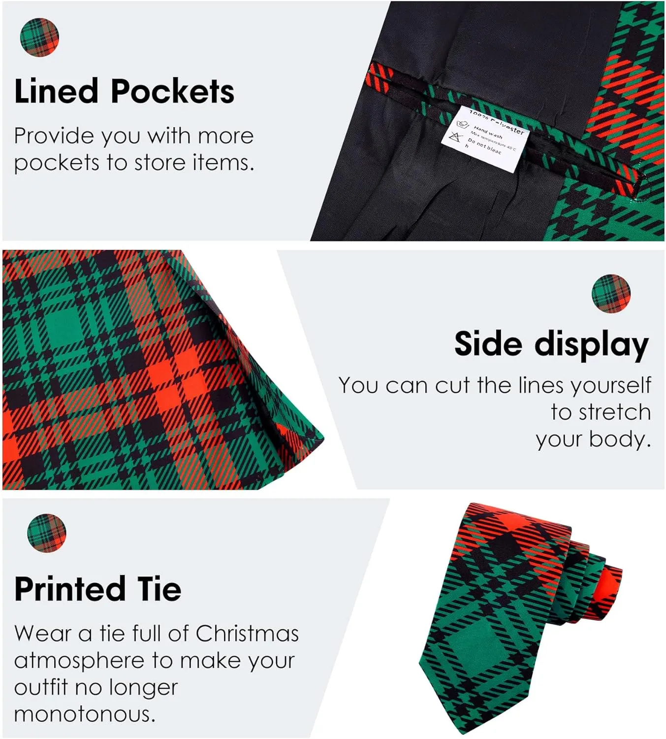 uideazone Men's Christmas Blazer Suit 3D Printed Tuxedo Jacket Xmas Party Sports Coat with Tie for Dinner,Prom,Wedding