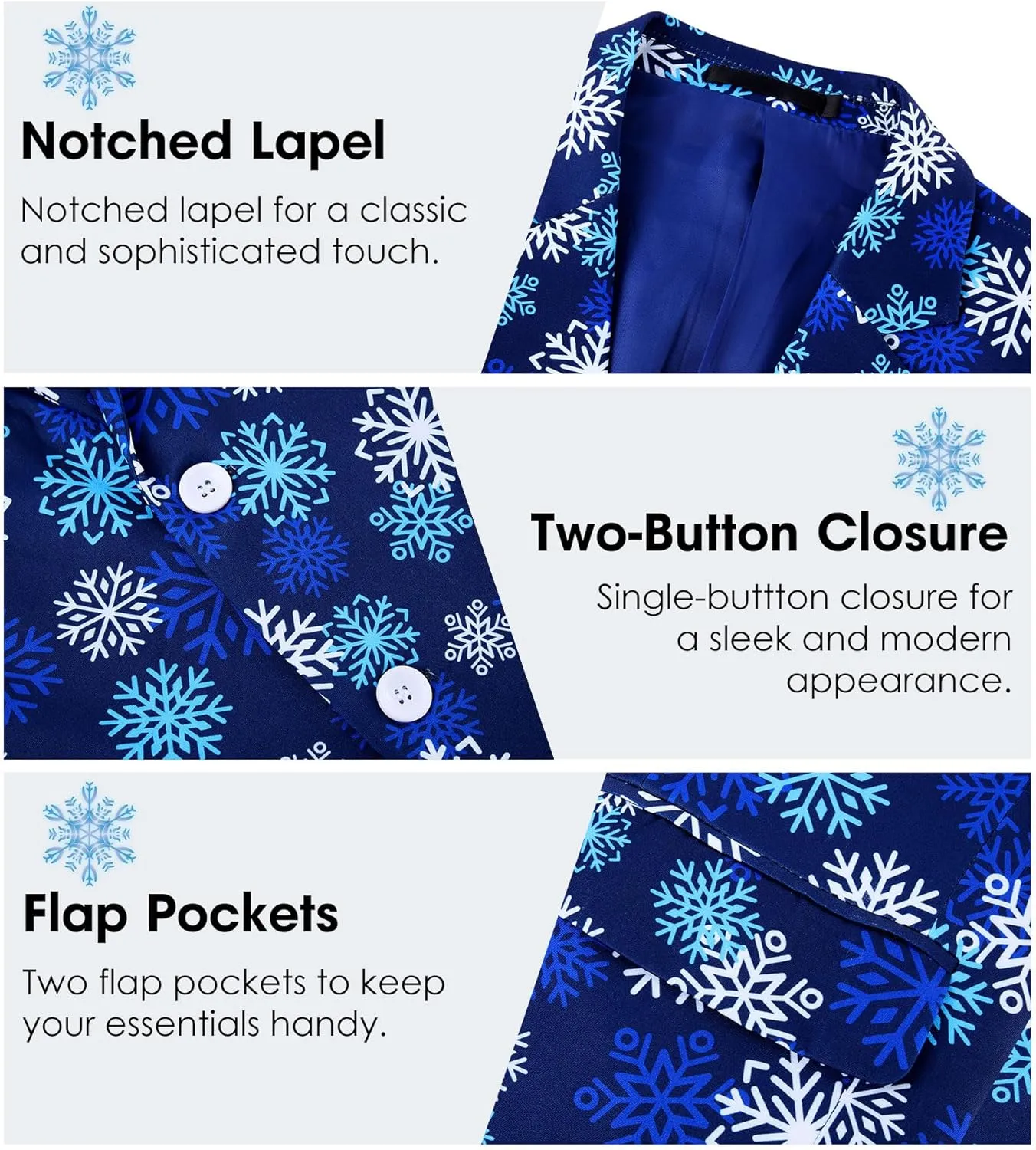 uideazone Men's Christmas Blazer Suit 3D Printed Tuxedo Jacket Xmas Party Sports Coat with Tie for Dinner,Prom,Wedding