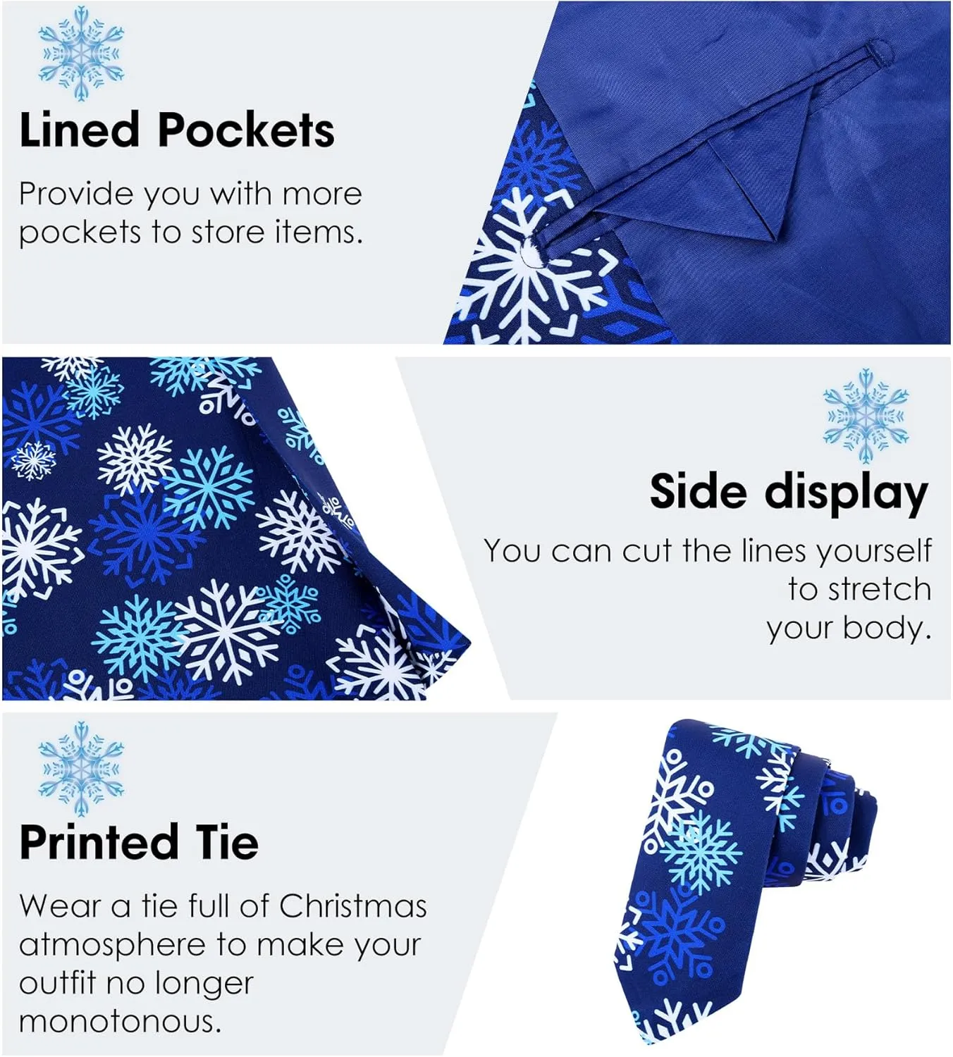 uideazone Men's Christmas Blazer Suit 3D Printed Tuxedo Jacket Xmas Party Sports Coat with Tie for Dinner,Prom,Wedding