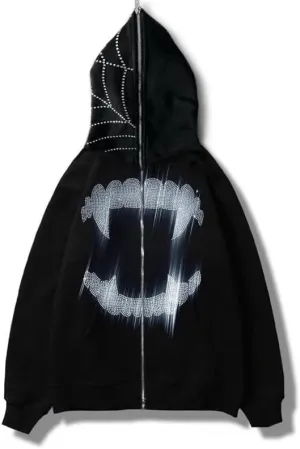 Unisex Oversize Jacket Grunge Punk Dark Sweatshirt Oversized Pullover Jacket Streetwear