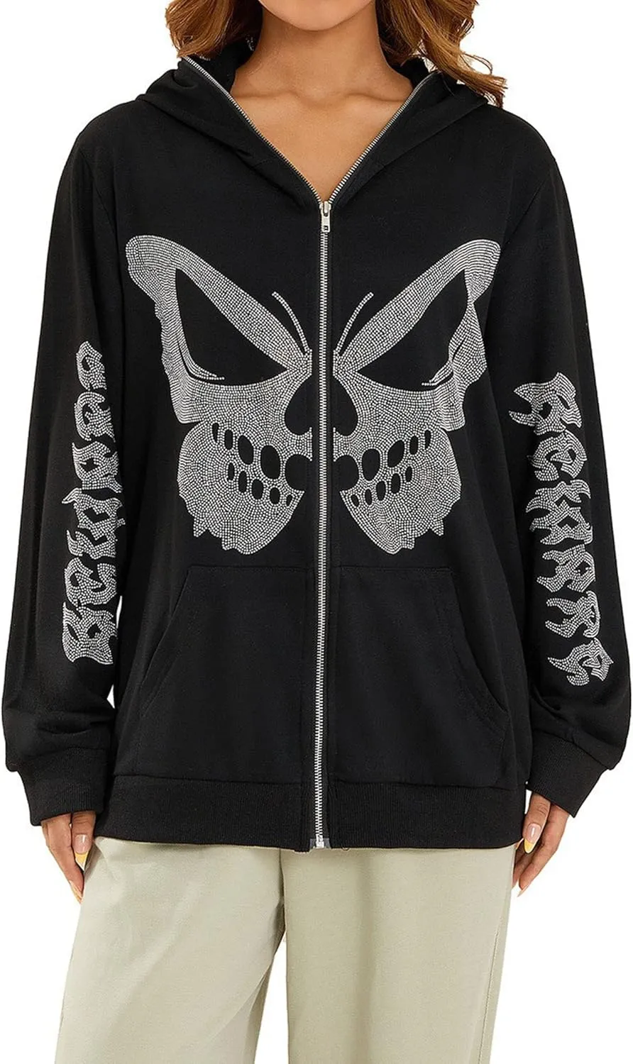 Unisex Oversize Jacket Grunge Punk Dark Sweatshirt Oversized Pullover Jacket Streetwear