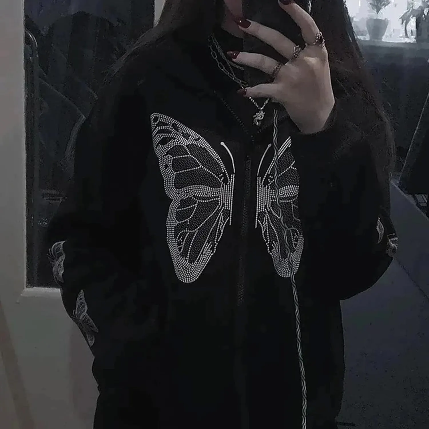 Unisex Oversize Jacket Grunge Punk Dark Sweatshirt Oversized Pullover Jacket Streetwear