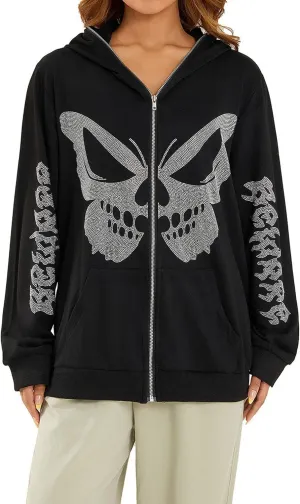 Unisex Oversize Jacket Grunge Punk Dark Sweatshirt Oversized Pullover Jacket Streetwear