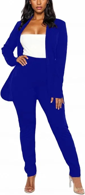Vakkest Womens Suits 2 Piece Set Business Formal Outfit Casual Long Sleeve Blazer and Office Work Pencil Pants Dressy