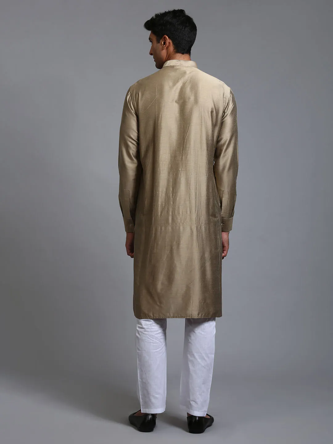 VASTRAMAY Men's Green Cotton Kurta Pyjama