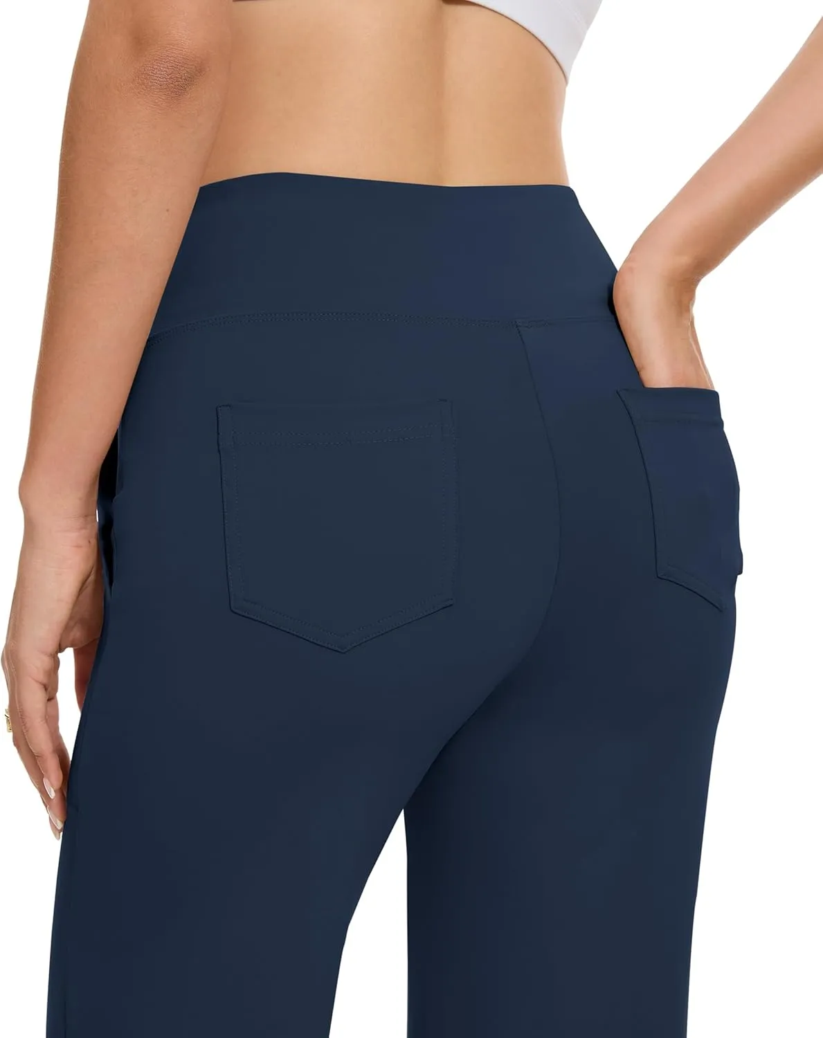 VIMPEP Women's 29 Wide Leg Pants High Waist Stretch Yoga Pants with Pockets Workout Dress Sweatpants Petite 107