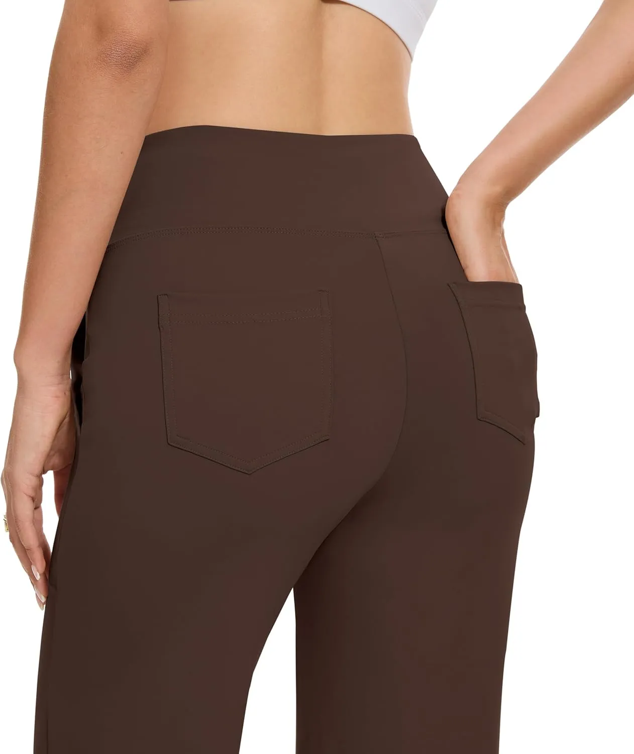 VIMPEP Women's 29 Wide Leg Pants High Waist Stretch Yoga Pants with Pockets Workout Dress Sweatpants Petite 107