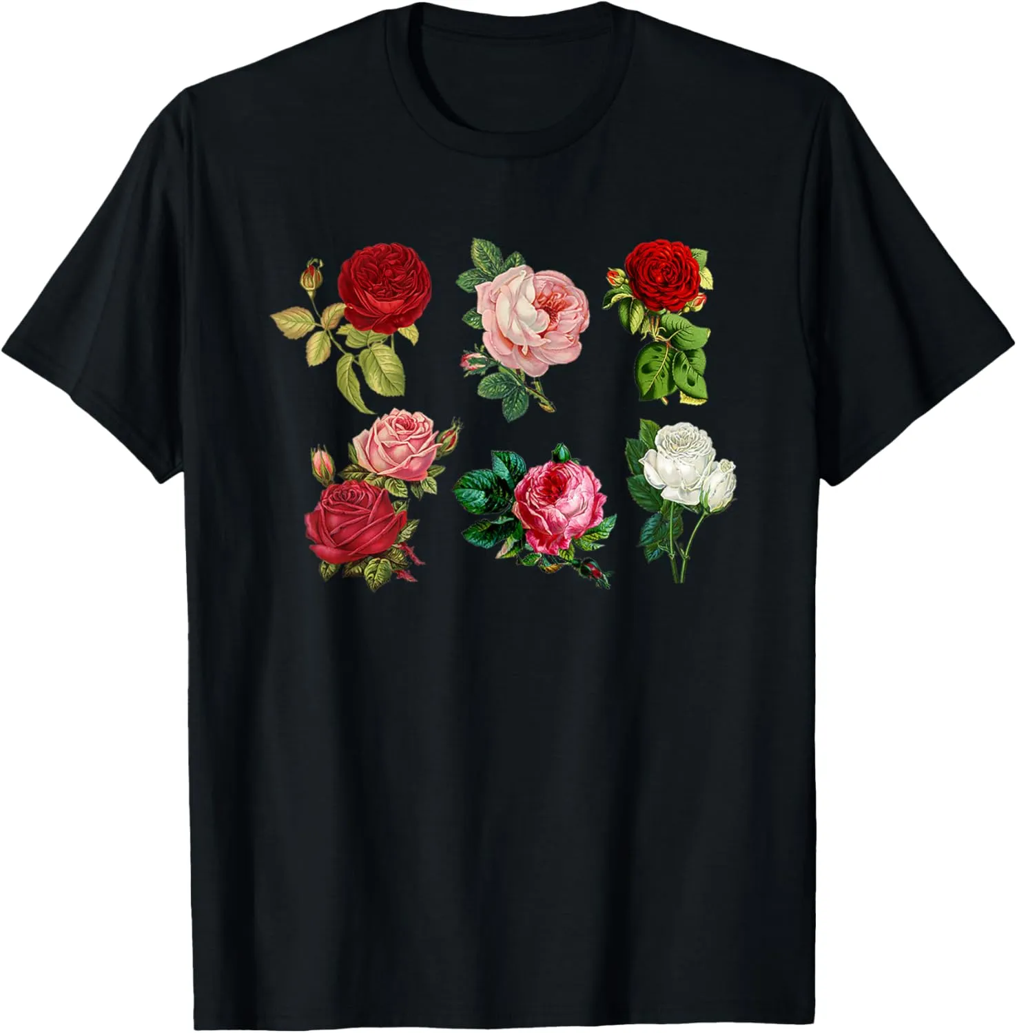Vintage Aesthetic Botanical Roses Floral Flowers Retro Boho T-Shirt