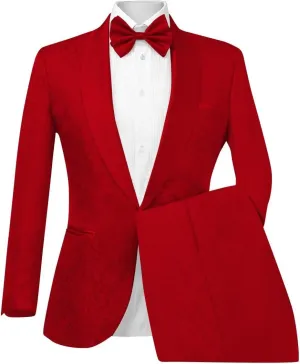 Wangyue Floral Printed Suit Men's 2 Piece Suits One Button Party Wedding Jacquard Tuxedo Shawl Lapel Blazer Pants Set