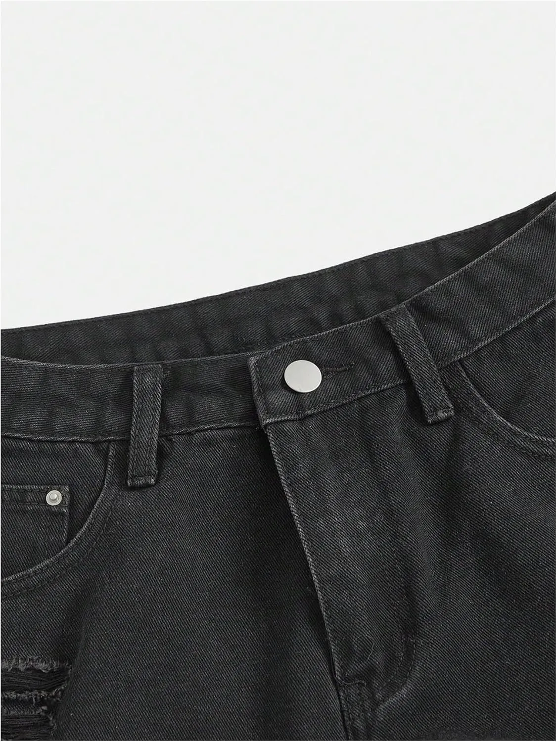 WDIRARA Women's High Waist Ripped Raw Hem Stretchy Denim Shorts with Pockets
