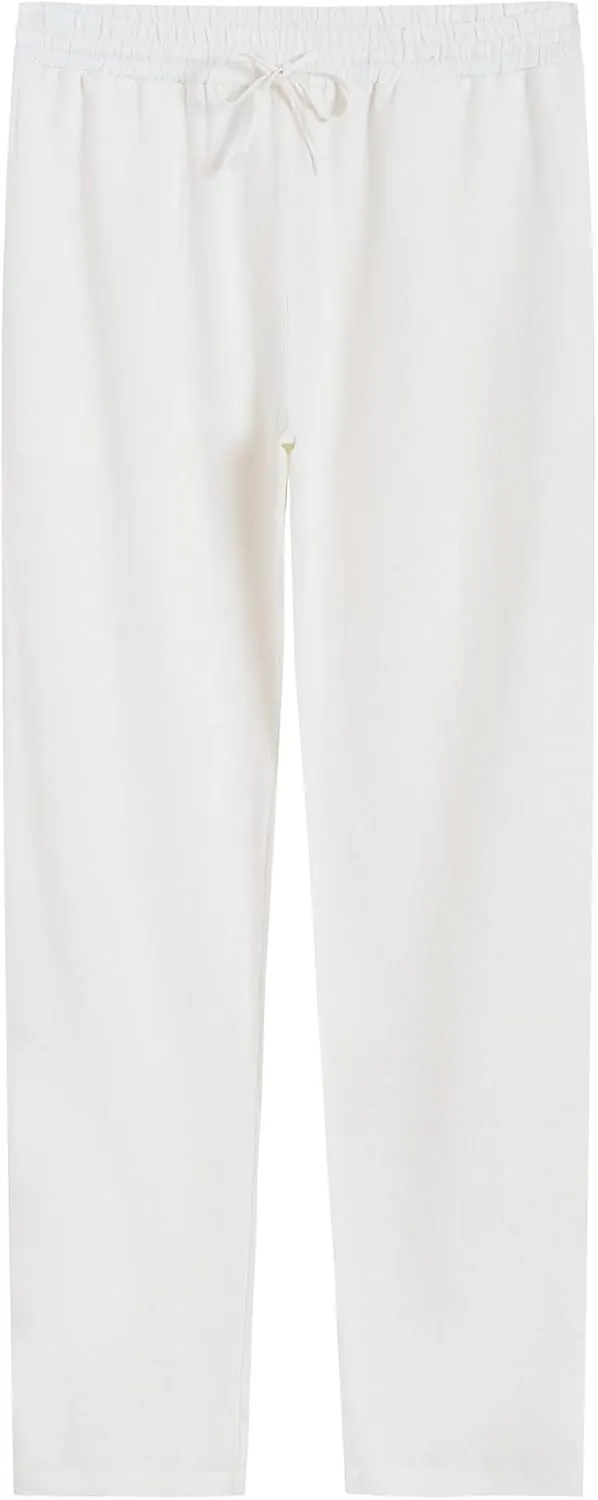 Weintee Women's 34" Inseam Tall Linen Pants with Pockets