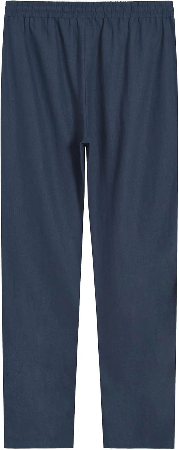 Weintee Women's 34" Inseam Tall Linen Pants with Pockets