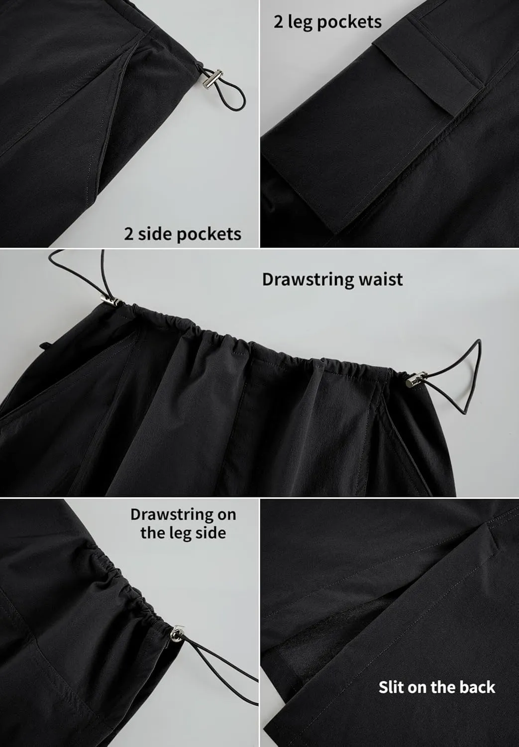 Wenrine Womens Cargo Skirt Y2k Drawstring High Waist Long Midi Skirts with Pockets Streetwear