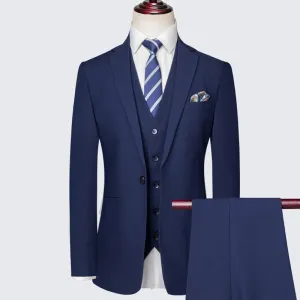 West Louis Slim Fit Business Casual Single-Breasted 3 Piece Suit (Jacket Vest Pants)