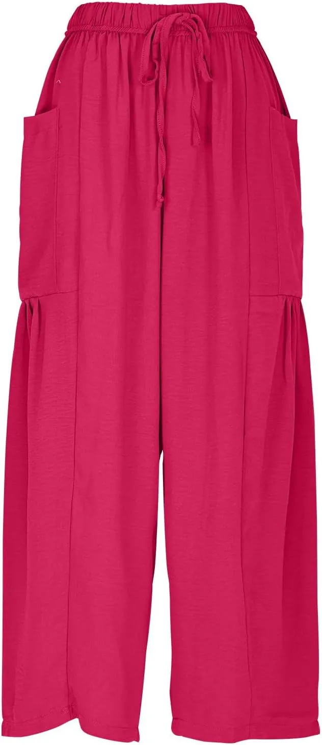 Wide Leg Cotton Linen Pants for Women Summer Trendy Beach Palazzo Lounge Trousers Plus Size Casual Pants