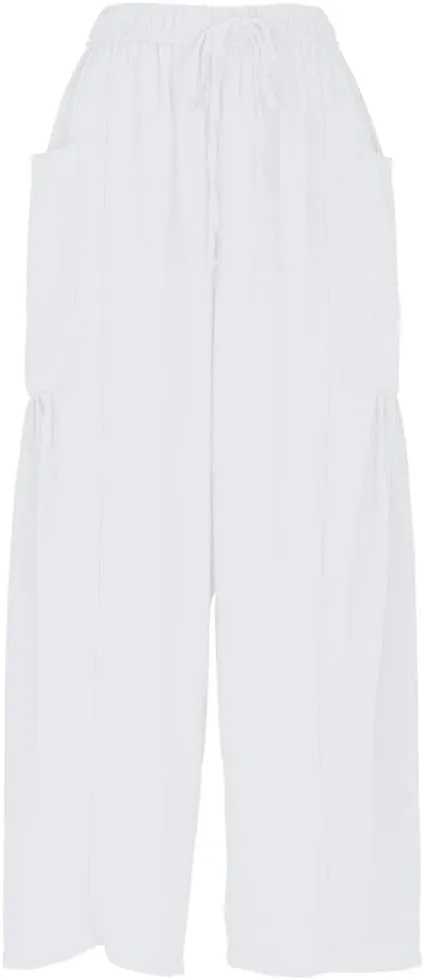 Wide Leg Cotton Linen Pants for Women Summer Trendy Beach Palazzo Lounge Trousers Plus Size Casual Pants