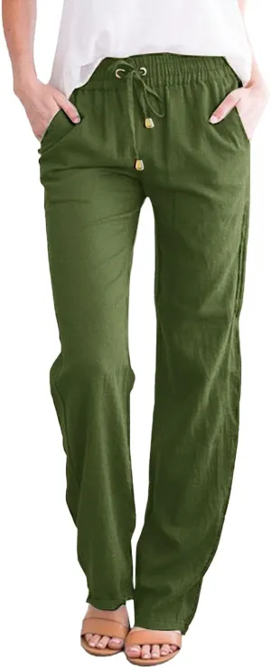Wide Leg Sweatpants Winter Slack Work Capris with Pockets Straight Leg High Waisted