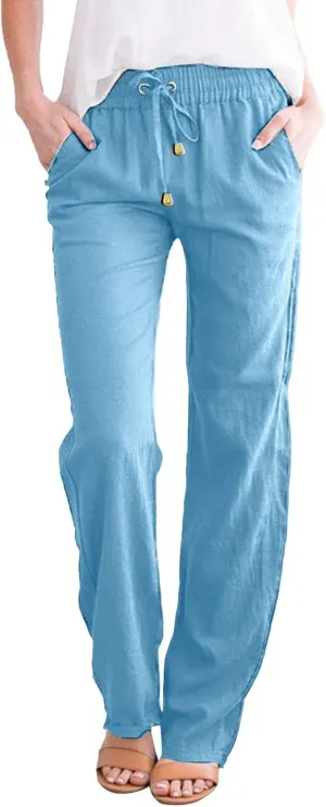 Wide Leg Sweatpants Winter Slack Work Capris with Pockets Straight Leg High Waisted