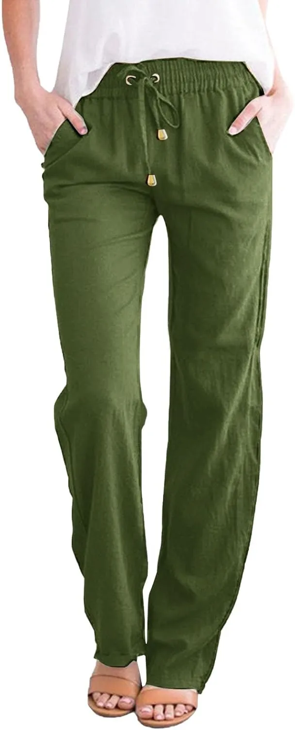 Wide Leg Sweatpants Winter Slack Work Capris with Pockets Straight Leg High Waisted