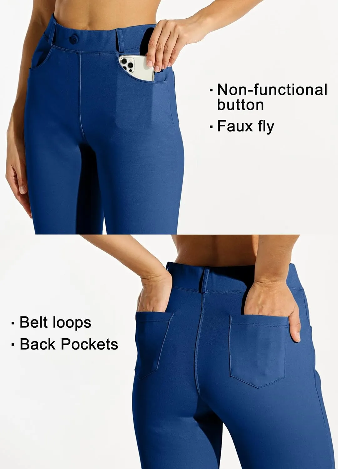 Willit Women's Yoga Dress Pants Straight Leg Work Slacks Stretchy Office Casual Pants 4 Pockets Belt Loops 29''/31''/33''