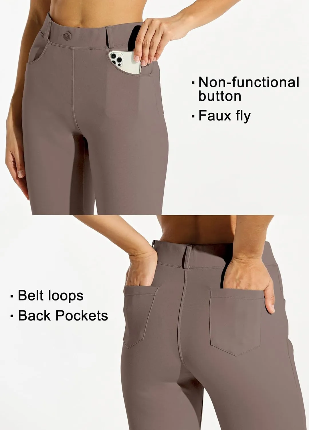 Willit Women's Yoga Dress Pants Straight Leg Work Slacks Stretchy Office Casual Pants 4 Pockets Belt Loops 29''/31''/33''