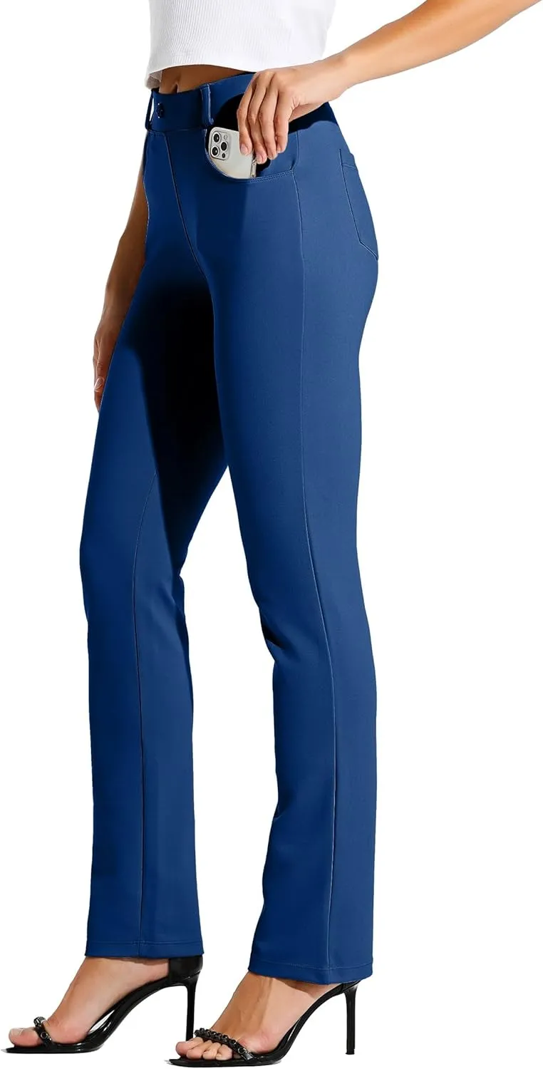 Willit Women's Yoga Dress Pants Straight Leg Work Slacks Stretchy Office Casual Pants 4 Pockets Belt Loops 29''/31''/33''