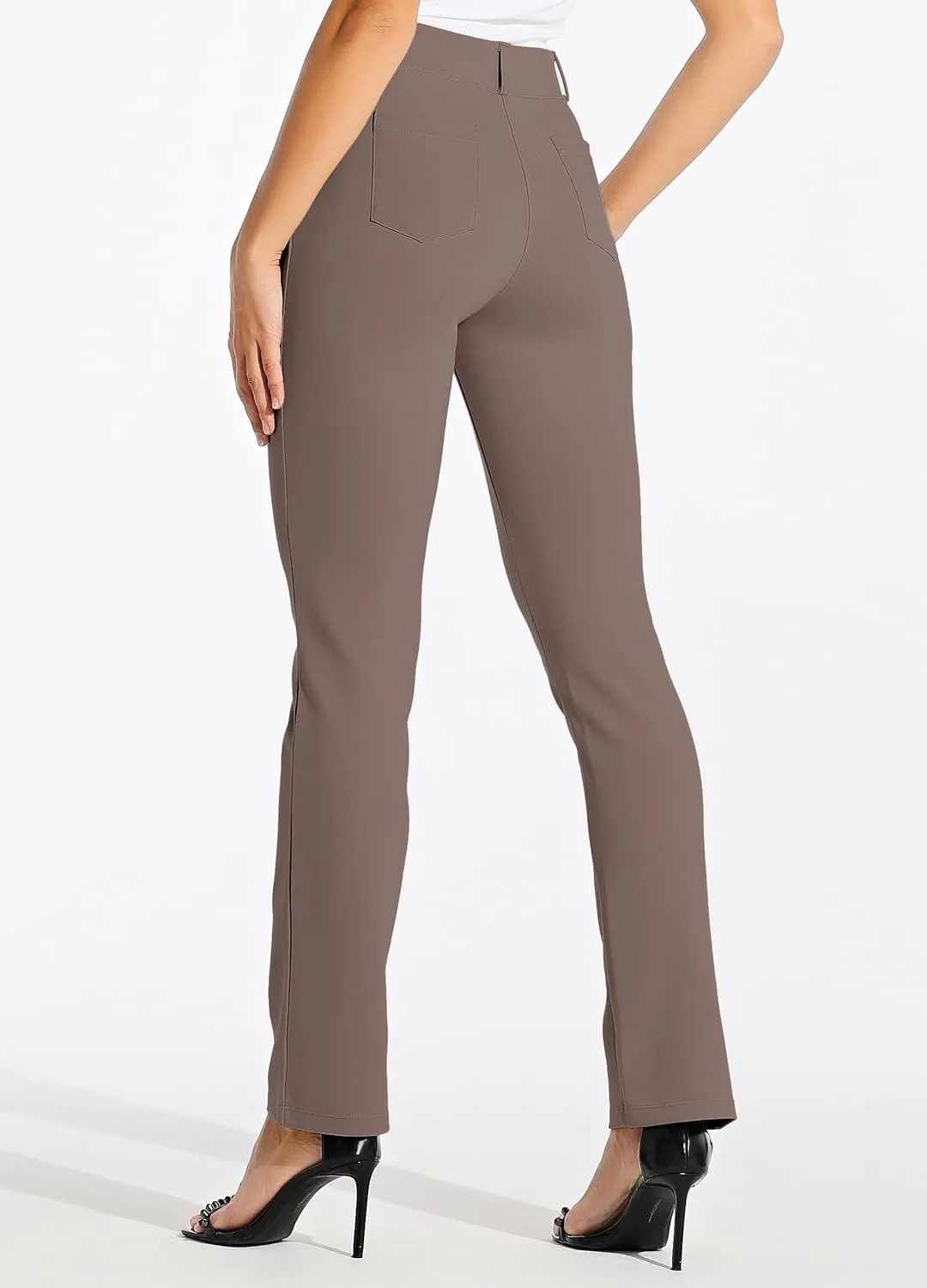 Willit Women's Yoga Dress Pants Straight Leg Work Slacks Stretchy Office Casual Pants 4 Pockets Belt Loops 29''/31''/33''