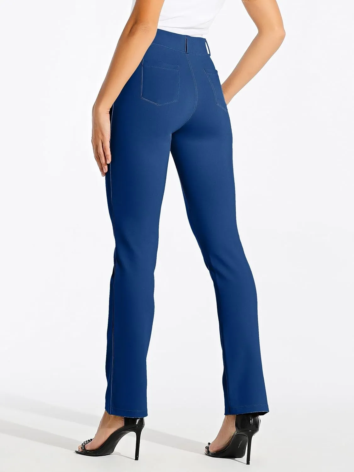 Willit Women's Yoga Dress Pants Straight Leg Work Slacks Stretchy Office Casual Pants 4 Pockets Belt Loops 29''/31''/33''