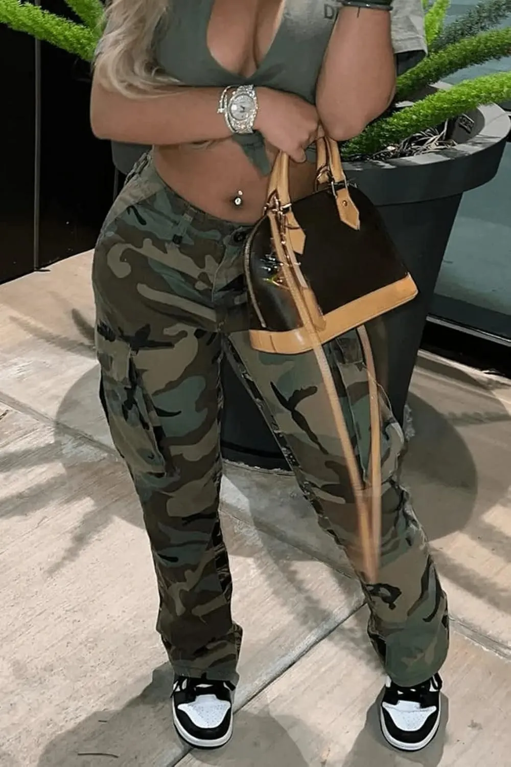 Woman's Camo Cargo Camouflage Pants with Pockets