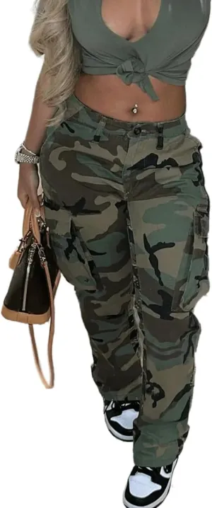 Woman's Camo Cargo Camouflage Pants with Pockets