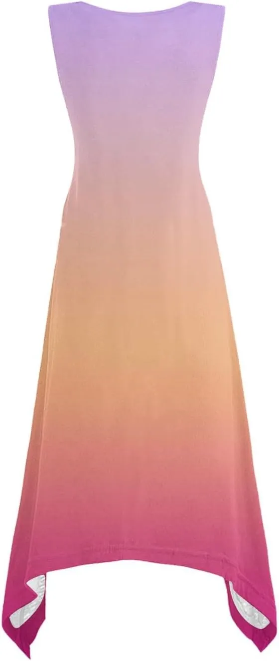 Women 2025 Summer Dress Casual Boho Sundress Ombre Tank Dress Swimwear Cover Up Beach Flowy Midi Vacation Dresses
