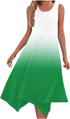 Women 2025 Summer Dress Casual Boho Sundress Ombre Tank Dress Swimwear Cover Up Beach Flowy Midi Vacation Dresses