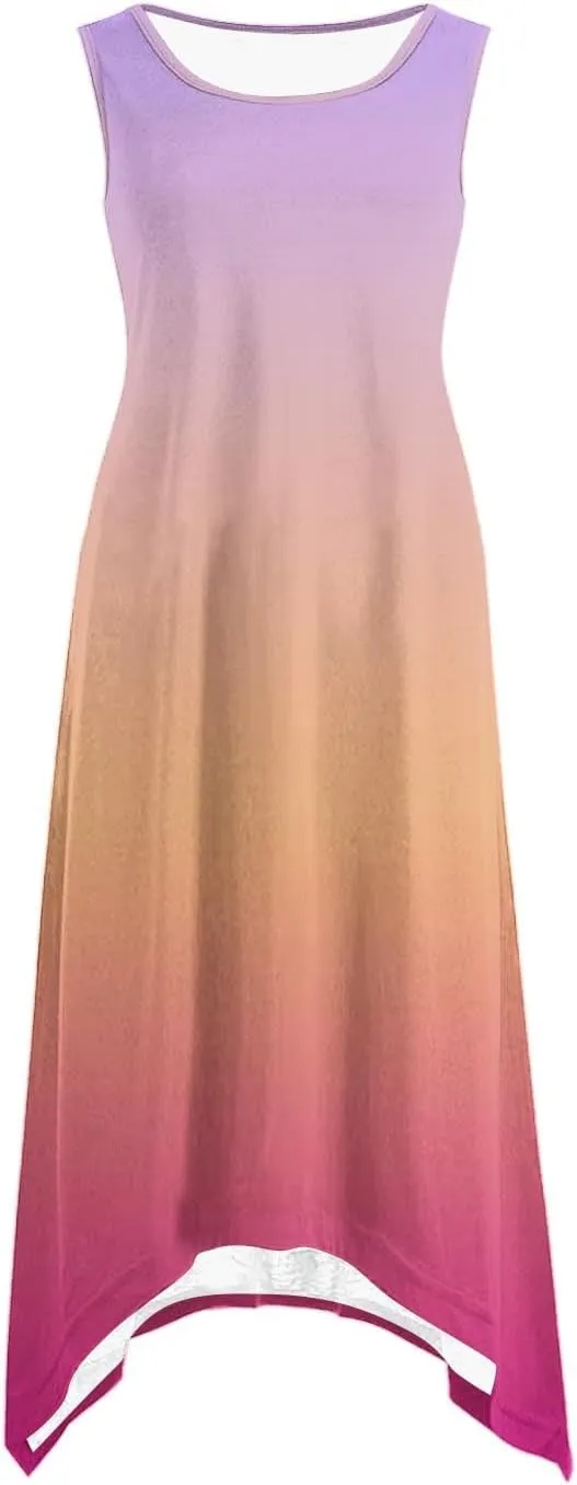 Women 2025 Summer Dress Casual Boho Sundress Ombre Tank Dress Swimwear Cover Up Beach Flowy Midi Vacation Dresses