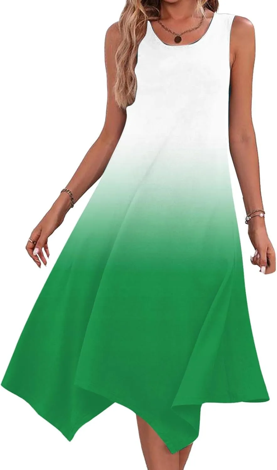 Women 2025 Summer Dress Casual Boho Sundress Ombre Tank Dress Swimwear Cover Up Beach Flowy Midi Vacation Dresses