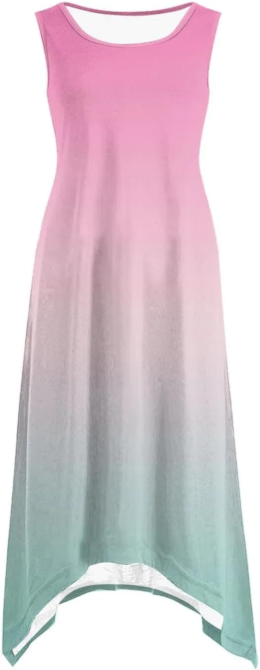 Women 2025 Summer Dress Casual Boho Sundress Ombre Tank Dress Swimwear Cover Up Beach Flowy Midi Vacation Dresses