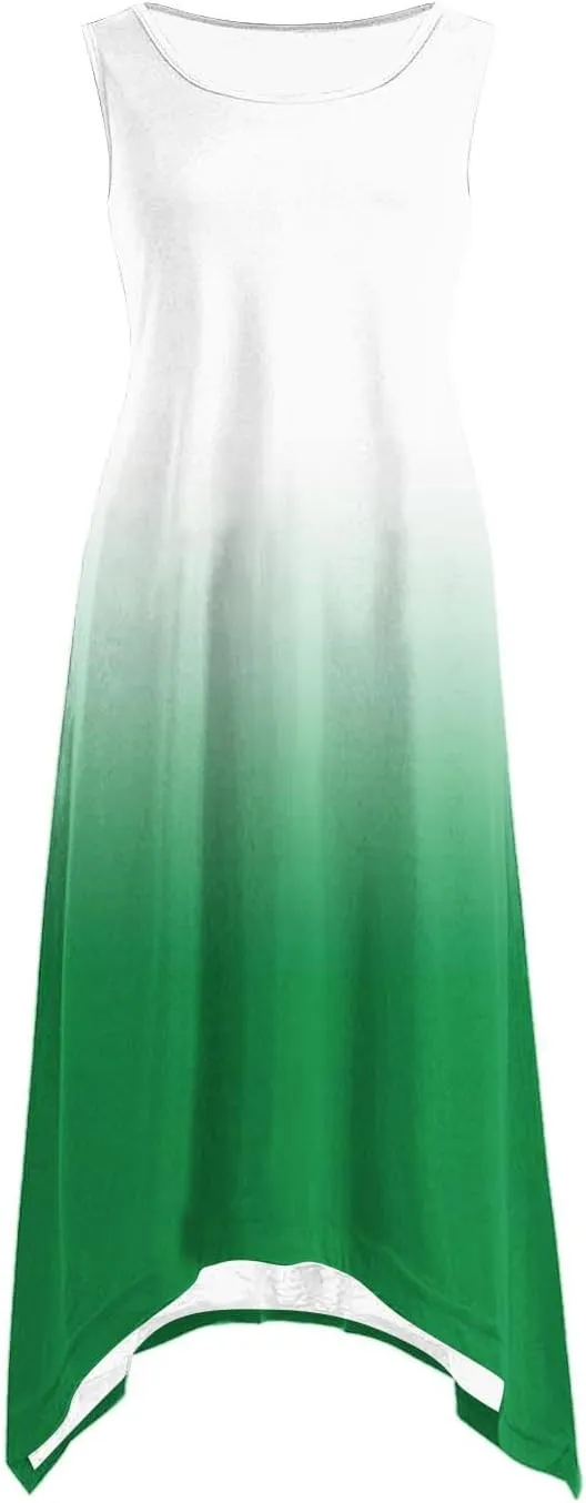Women 2025 Summer Dress Casual Boho Sundress Ombre Tank Dress Swimwear Cover Up Beach Flowy Midi Vacation Dresses