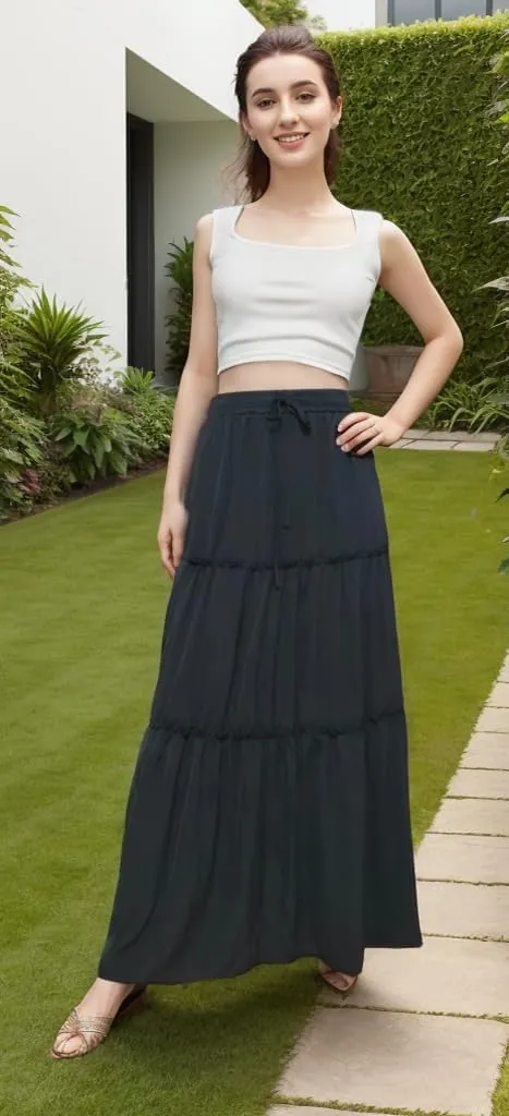 Women Boho Maxi Skirt, Casual High Waist Tie Paisley Print Flowy Long Maxi Skirt with Pockets