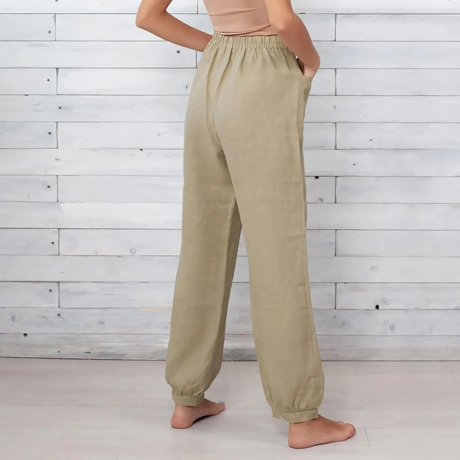 Women Casual High Waist Pants Summer Solid Long Palazzo Pants Beach Trousers Loose Business Work Office Trousers