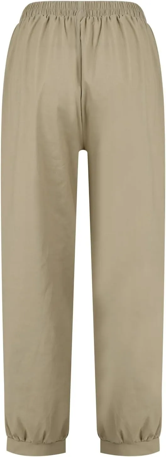 Women Casual High Waist Pants Summer Solid Long Palazzo Pants Beach Trousers Loose Business Work Office Trousers