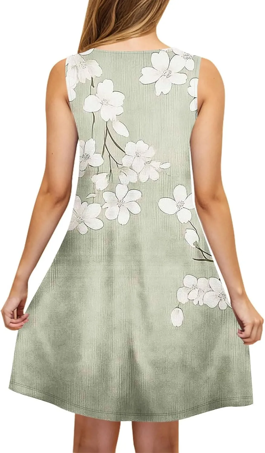 Women Casual Summer Tunic Dresses 2025 Boho Sleeveless Sundresses Vacation Travel Beach Floral T Shirt Tank Mini Dress