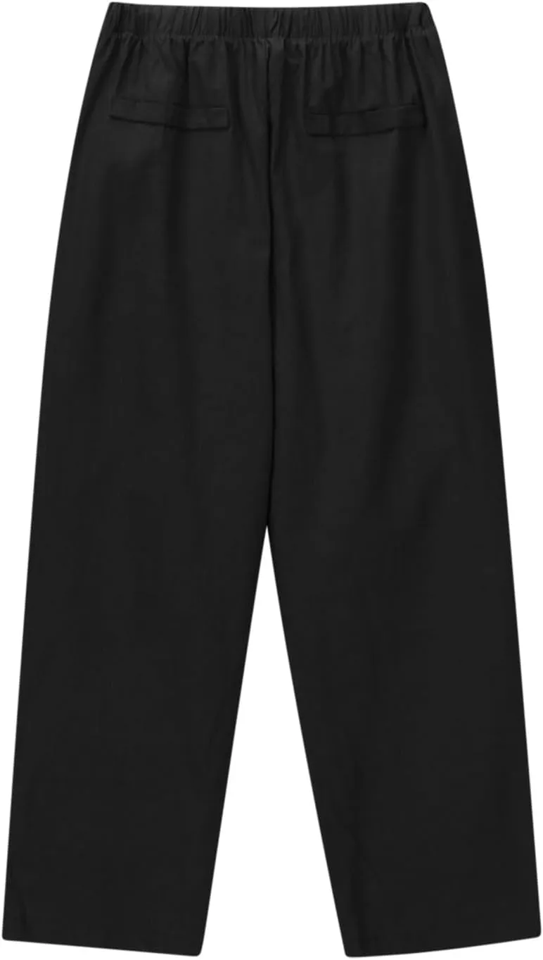 Women Cotton Linen Cropped Pants Casual Loose Wide Leg Trousers Summer Trendy Drawstring High Waist Pants with Pockets