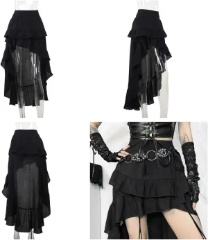Women Gothic Flowy High Low Skirt High Waisted Pleated Skirt Cocktail Party