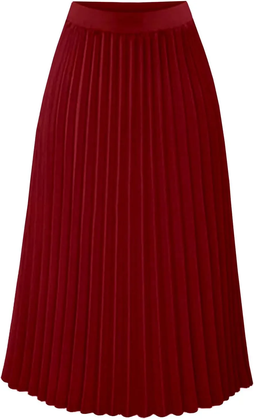 Women High Elastic Waist Pleated Chiffon Skirt Midi Swing Flare Casual A-line Skirts Pleated Midi Skirts for Women